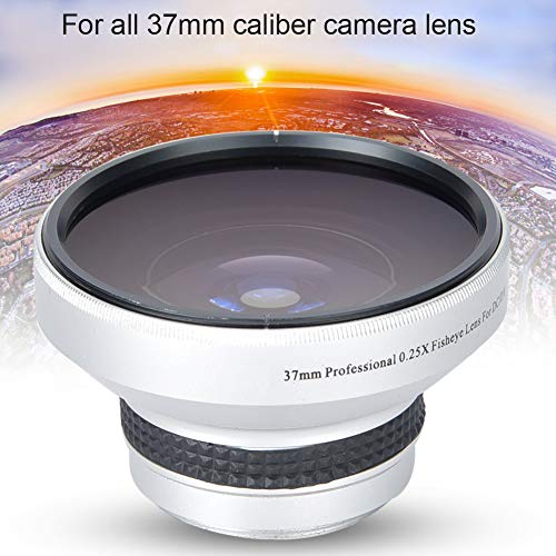 Fish Eye Lens Phone, 37mm 0.25X Super Fisheye Lens, Silver Strong Applicability Additional Lens for 37mm Caliber Camera Lenses