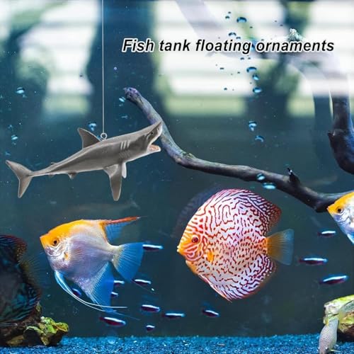 Floating Shark Ornament, Adjustable Aquarium Decor, Thematic Fish Tank Decoration for Shark Pool for Aquarium All Shark Pool Décor