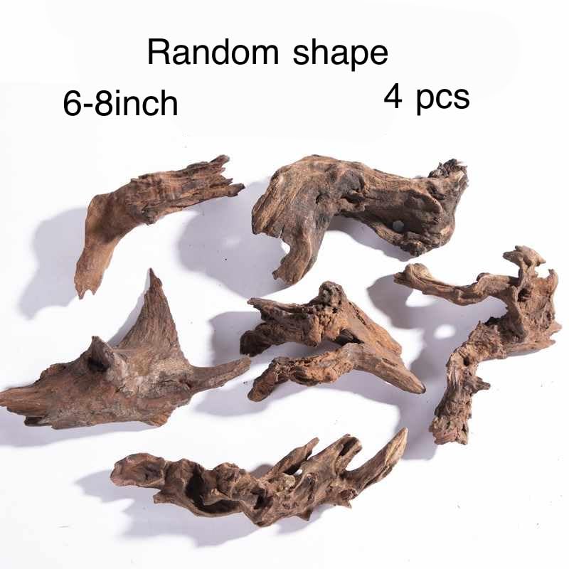 YZHZOM Small Natural Driftwood for Aquarium Styling Carefully Selected Natural Aquarium Decor Driftwood for Reptile Tank Reptile Tank Wood Decor (Driftwood 6-8inch 4pcs) - style: Driftwood 6-7inch 4pcs
