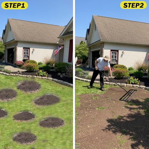 48"x10" Lawn Leveling Rake - High Carbon Steel Yard Lawn Leveler Tool with Adjustable Long Handle | Multi-Surface Levelawn Tool for Soil, Grass, Golf Course, Garden & Farm Care - style: 48"x10"