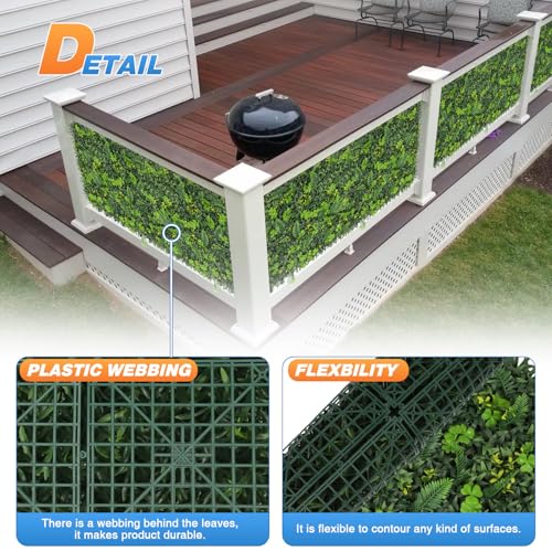 TANG 20"x20"-1PC Artificial Greenery Boxwood Panels Grass Wall Panel, Faux Privacy Fence Ivy Screens Backdrop Fake Hedge for Indoor Outdoor Wedding Décor, Style-11 - color: 20"x20" Panel-11, size: 20"x20"