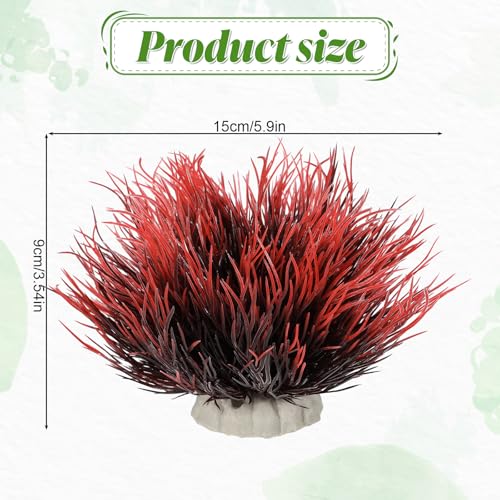 2 Pcs Aquarium Plants Fish Tank Decorations Artificial Fish Tank Plants Plastic Mini Grass Set Natural Style Tanks Accessories (Black Red) - color: Black Red