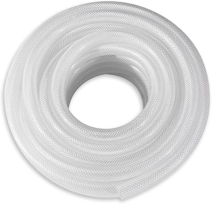 DAVCO 1" ID × 5 ft Heavy Duty Braided Clear Plastic Vinyl Tubing, Flexible High Pressure Reinforced PVC Vinyl Tube Hose, Non-toxic, BPA Free - size: 1"ID, style: 5 Feet
