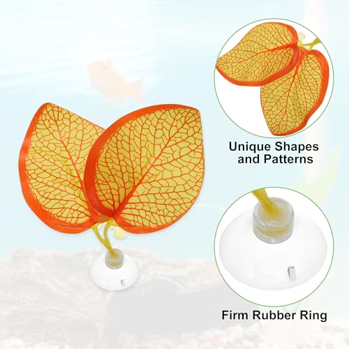 Betta Fish Leaf, Natural Habitat Simulation for Betta Spawnings Grounds, Betta Spawnings Leaves, Resting Bed, Double Leaves, Orange Yellow