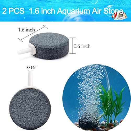 15 Feet Transparent Airline Tubing Kit - Aquarium Air Pump Accessories with Air Stones Disc Bubbler, Check Valves, Suction Cups and Connectors for Nano Air Pumps Small Buckets and Fish Tank - color: Transparent Hose, size: 2 Air Stone Disc+15 ft Airline T