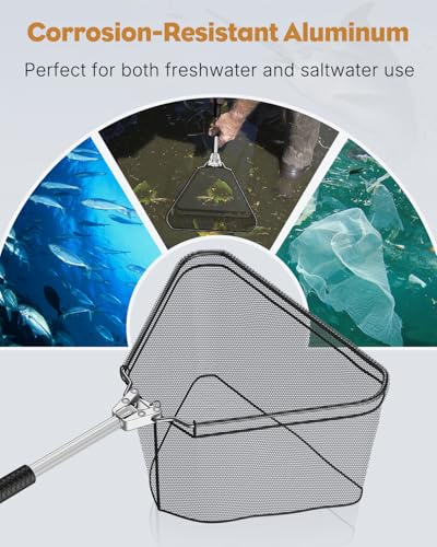 Pawfly Fishing Net with Collapsible Aluminum Handle and Nylon Mesh for Aquarium Pond Freshwater and Saltwater, Minnow Net for Bait and Trout, Portable Fishing Landing Net