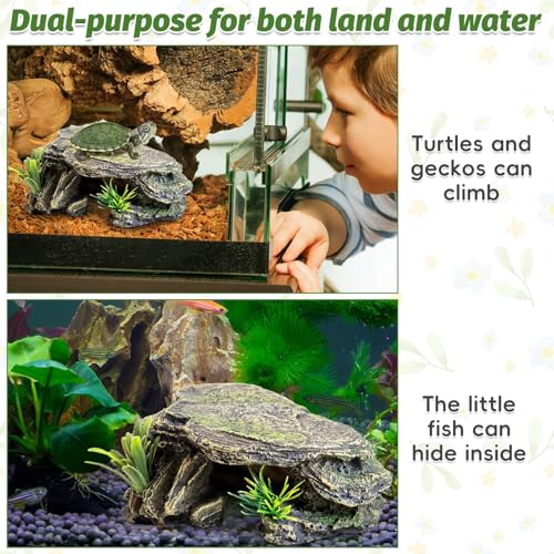 PINVNBY Small Fish Tank Decorations (Size: 5.5 x 2.9 x 2.9 inches), Resin Rock Aquarium Decorations Fish Cave or Reptile Hide to Rest Play Breed, Suitable for Small Betta Humid Gecko Tortoise - size: Small