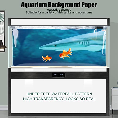 Aquarium Background Paper PVC Self Adhesive 3D Fish Tank Poster, Fade Underwater Scene Sticker with Clear Adhesive Backing for Glass Aquariums and Aquascapes (61 * 30CM) - size: 61*30cm