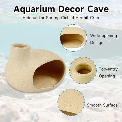 FlidRunest Aquarium Decor Cave Betta Fish Aquarium Accessories Ornaments Hiding Cave Chimney House Hideout for Shrimp Cichlid Hermit Crab, Octopus Hiding Breeding for Tank