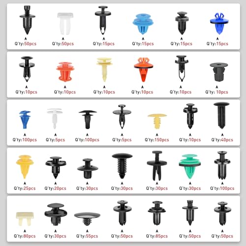 Nilight 1390Pcs Car Push Retainer Clips Auto Fasteners Kit Included 33 Most Popular Sizes Nylon Bumper Fender Rivets with 1 Fasteners Remover 10 Cable Ties for Toyota GM Ford Honda Chevy - color: 1390Pcs