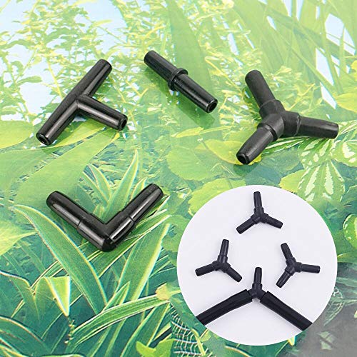Aquarium Airline Tubing Connectors I T L Y 40pcs Fish Tank Air Tube Adapters for 3/16 '' Air Line Hose (Black) - color: Black