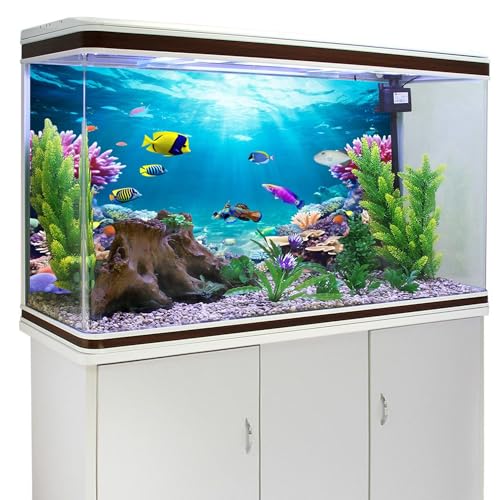 AWERT 24x16 inches Underwater World Fish Tank Background Undersea Theme Aquarium Background Polyester Colorful Coral Tropical Fish Tank Background - size: 24x16in/60x40cm
