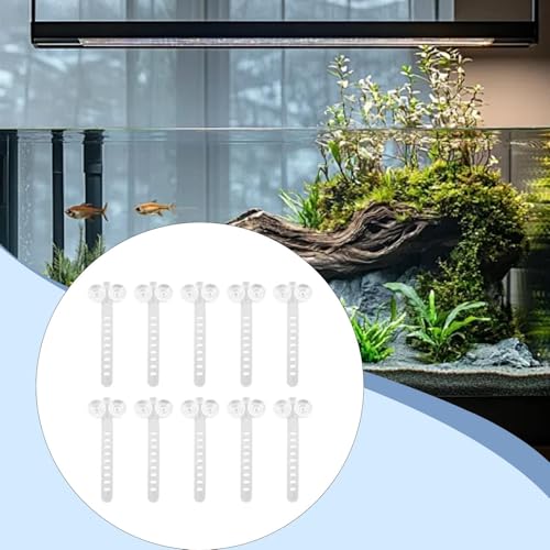 10 Pieces Aquarium Cable Ties Suction Cup Accessories Airline Tubing Holder Binding Tools Made from TRP Material Suitable for Nests Water Hose, White - color: White