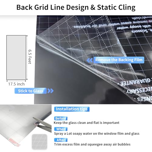 MAGIDEKOR Window Privacy Film One Way, Reflective Mirror Window Film Daytime Privacy, UV Sun Blocking Heat Control Static Cling, Window Tint for Home Office - 17.5 Inch X 6.5 Feet - color: One Way - Silver, size: 17.5 Inch X 6.5 Feet