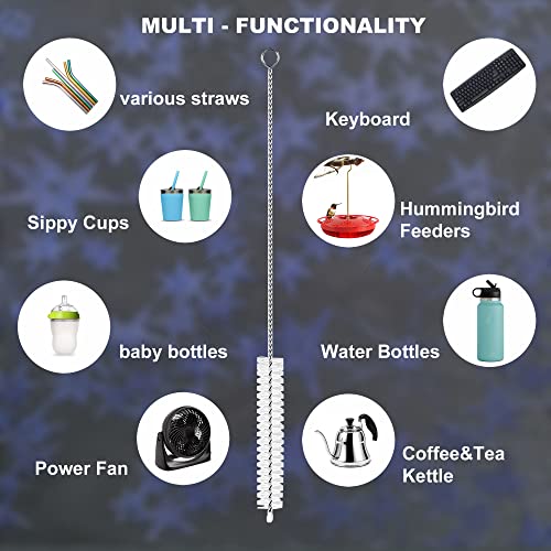Long Straw Cleaner Brush Extend 10 inch, Wide 10mm diam Pipe Cleaners, Long Brush for Sippy Cup, Water Bottle and Tubes, Drinking Straw Cleaning Brush Set 10 Pack