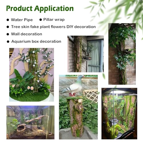 Reptile Cork Terrarium Background Decor,Habitat Fitting Bark Backdrop Wall Artificial Moss 3D Aquarium Panel for Lizard Gecko Tortoise Spider Bearded Dragon Chameleon Snake Amphibian(2Pcs)