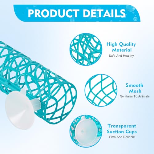 Betta Fish Tube Tunnel Toy, Betta Fish Tank Accessories Decorations, Betta Hammock Bed, Shrimp Guppies Hideout (Blue)