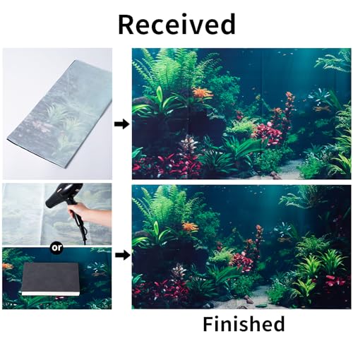 COMSUN 3 Pack Aquarium Background, 48x18 inches Polyester Aquarium Background, Cloth Fish Tank Background, Undersea Corals Sunshines & Rock Aquatic Plants - size: 48x18 Inch