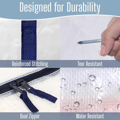 VENO 4 Pack Heavy Duty Moving Bags, Extra Large Storage Bags with Reinforced Handles & Strong Zippers, Foldable & Reusable Moving Box Alternative for Clothes & Dorm Storage - color: Clear, size: 4 Pack