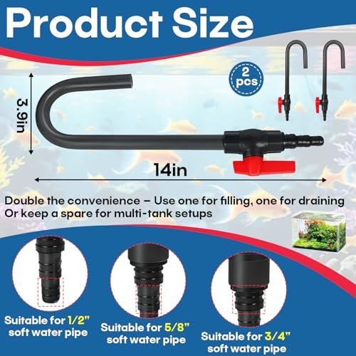2 PCS Automatic Aquarium Water Refiller – PVC Wall-Mounted, Hands-Free & Spill Free Water Changer Hook with Flow Switch – Compatible with Python Systems – Filler Tube for 1/2", 5/8", 3/4" Hose