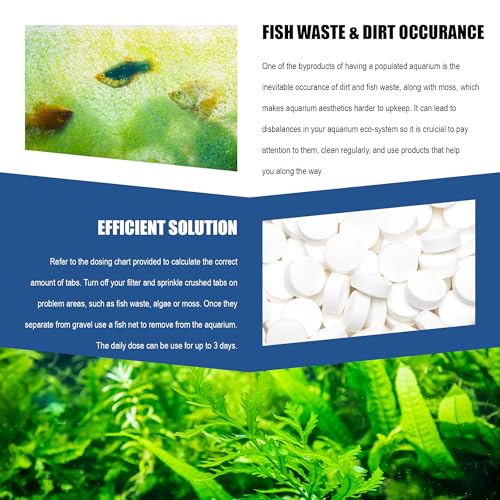 Dr. Tank #13 Fish Waste Removal & Sand Washing - Aquarium Gravel Cleaner - Removes Fish Waste & Improves Water Clarity, Safe for Fish & Aquatic Plants - 120 Tablets