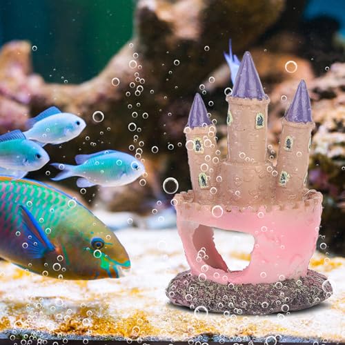 Resin Cartoon Castle Shape Ornaments Landscape Decoration for Aquarium Fish Reptiles Tank Made of Quality Resin Material Durable and Safe for Fish Tank Aquarium Reptile Box