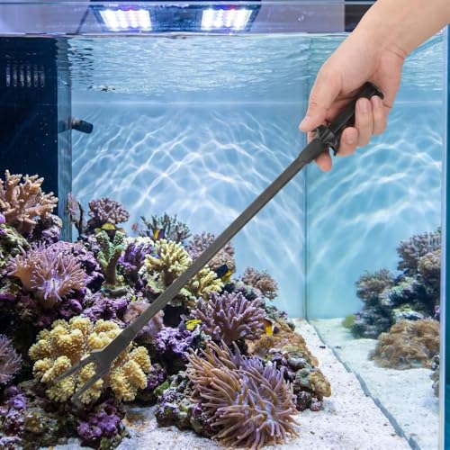3Pcs Fish Tank Tweezers: Aquarium Feeding Tongs 19.7inch - Serrated Tip Planting Clamp Tool - Aquascaping Fish Tank Accessories for Coral Maintenance