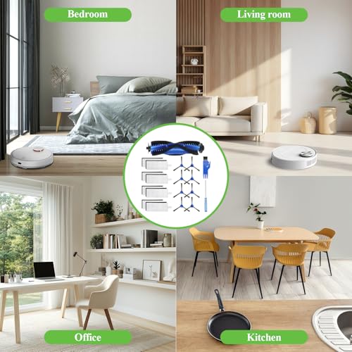 Replacement Parts for Eufy Robovac 11s, 12, 15C, 15T, 25C, 30, 30C, 35C Vacuum Parts, the eufy filter replacement parts include: 8 side brushes, 8 filters, 1 rolling brush, 1 cleaning brush