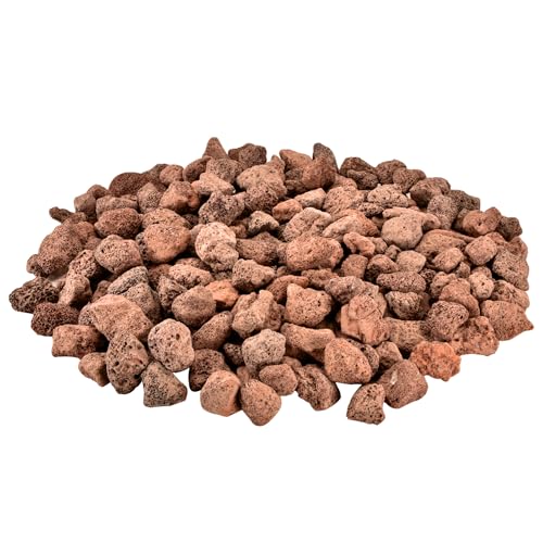 Mr. Fireglass Natural Lava Rock, 0.8"-1.2" Medium Volcanic Lava Rock for Indoor & Outdoor Fire Pits, Fireplaces, Fire Bowls & Fire Table, Decorative Garden Landscaping, Potted Plants -10 Pounds, Red - color: Red, size: 0.8"-1.2"