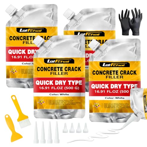 Concrete Crack Filler, Cement Crack Filler, Fast-Drying Crack Filler, Self-Leveling Caulking Sealan Effectively Repairs Cracks in Driveways, Sidewalks, Patios, and Window Sills (4 Pack - 4.4LB) - style: 4 Pack - 4.4LB