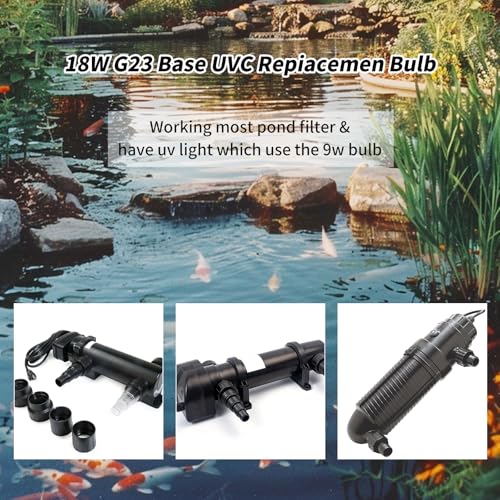 18W UV Light Bulb, Outdoor Pond Light Clarifier, Water Garden Clarifier, Replacement Light for Aquarium, Fish Tank, Turtle Tank, 2 Pack 18W UV Pond Lights for G11 Base - size: 18W-UVC-2P