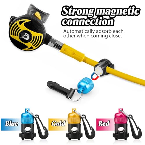 2PACK Scuba Regulator Hose Holder, Magnetic Adjustable Octopus Holder Octo Tank Retainer with Clip, Installs to Your BCD Easily! - color: Blue
