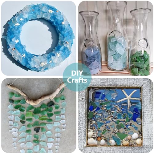 QYGL Sea Glass for Crafts - 14oz Green Frosted Seaglass Pieces - Vase Filler and Aquarium Ornament, DIY Craft Supplies for Art, Beach Weddings, and Home Decor - color: Dark Green