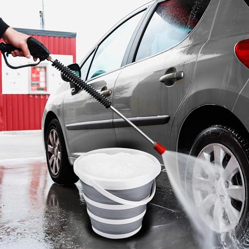 Collapsible Bucket 10L 2.6 Gallon Cleaning Bucket Mop Bucket Folding Foldable Portable Small Plastic Water Supplies for Outdoor Garden Camping Fishing Car Wash Space Saving - color: Gray
