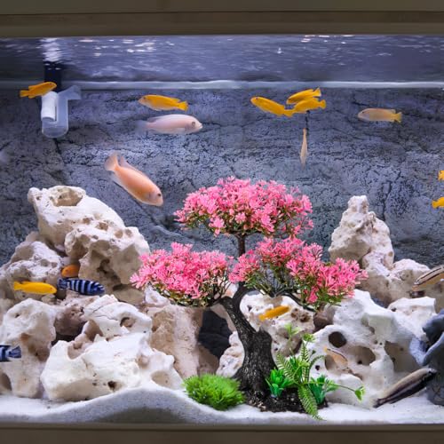 Didiseaon Aquarium Decor Artificial Plants Tree Set 11.4 Inch Plastic Plants for 10-55 Gallon Fish Tank Decoration Pink Simulation Aquarium Tree Betta Fish Bowl Ornaments Home Office Decor