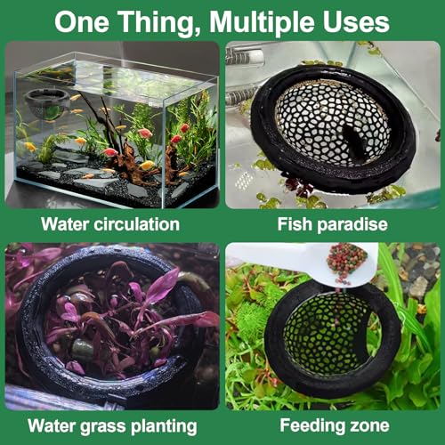 Uncle Yang 2 PCS Floating Betta Hammock & Shrimp Shelter 3D Printed Aquarium Decor Floating Betta Hide with Feeding Ring Safe Resting Spot for Betta Fish, Shrimp and Small Fish