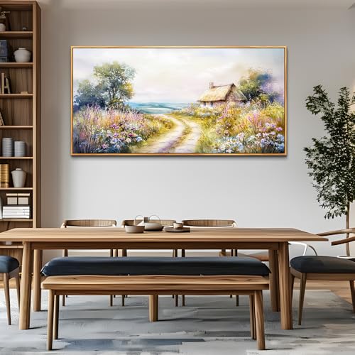ZUITINGHUA Large Wood Framed Wall Decor For Living Room Canvas Wall Art For Office Modern Wall Decorations For Bedroom Country Road Landscape Painting Farmhouse Pictures Artwork Home Decor 24x48 In - color: Country Road Wood Framed, size: 48"L x 24"W