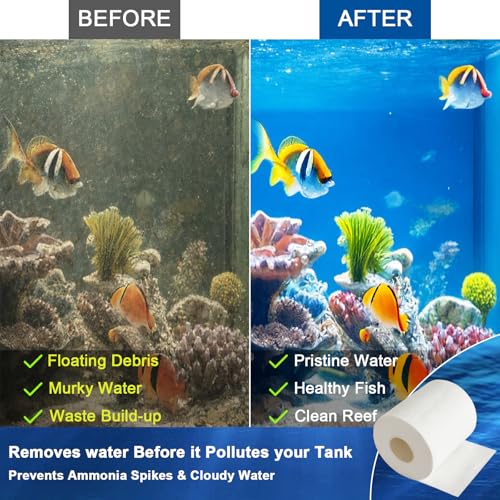 Replacement Fleece Roll Compatible with Red Reef 500, Aquarium Automatic Filter Media Roll for Saltwater & Reef Tanks, High-Density Mechanical Filtration, 1 Pack