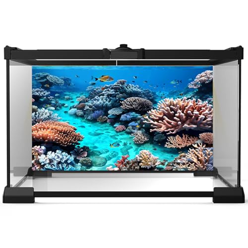 Undersea Aquarium Background Beautiful Coral and Fish Terrarium Backdrop Coral Reef Tropical Sea Hard Corals Fish Tank Background Underwater Plants Aquarium Poster Background Vinyl 24x12in - color: Brown, size: 24(W)x12(H)inches/ 60(W)*30cm(H)