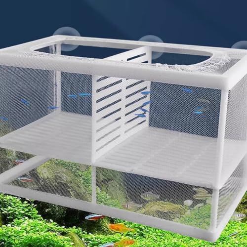 2PCS Protective Aquariums Breeding Cage Netting Nursery Tanks with Suction Cup for Fry Rearing and Secure Observation Fish Breeding Box with Suction Cup - color: large