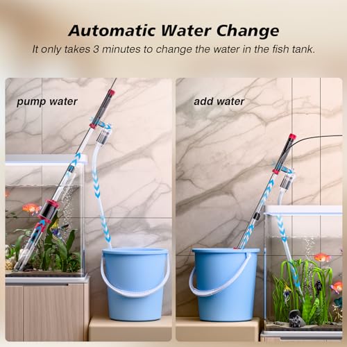 AKKEE Aquarium Vacuum Gravel Cleaner, 36W Electric Fish Tank Cleaner Vacuum, 8 in 1 Multifunctional Aquarium Cleaner for Automatic Water Change, Wash Sand, Water Circulation and Timed Off，red