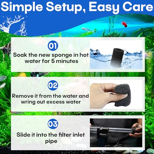 16-Pack Intake Strainer Sponge Replacement, Fits Freshwater & Saltwater Aquariums, Preventing Clogging and Extending the Lifespan of the Water Pump