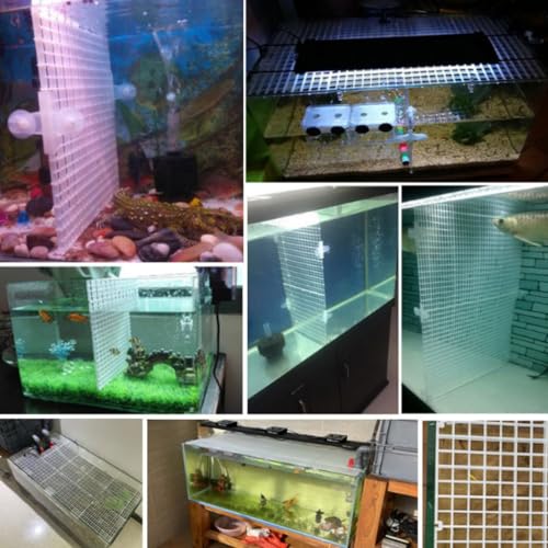 4pcs Aquarium Lid Hood Fish Tank Top Cover Terrarium Lid Plastic Grid Panel Egg Crate Grate with 6 Aquarium Glass Cover Board Clip Fish Tank Lid Anti-Jumping Net Cover (Black,11.6*11.6inch) - color: Black