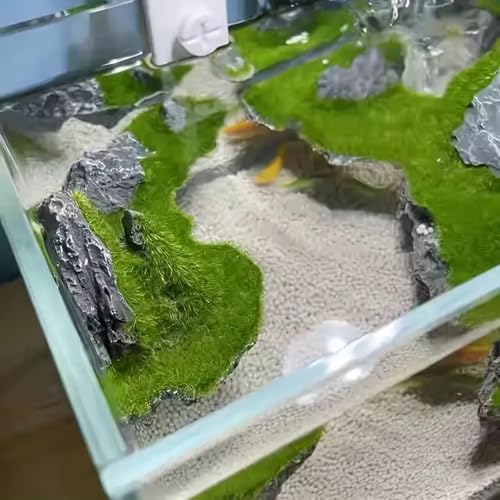 Aquarium Rocks Fish Tank Decoration Resin Moss Mountain Aquarium Decor Realistic Sky City Landscape with Lush Greenery, Fish Tank Landscaping Fairy Garden