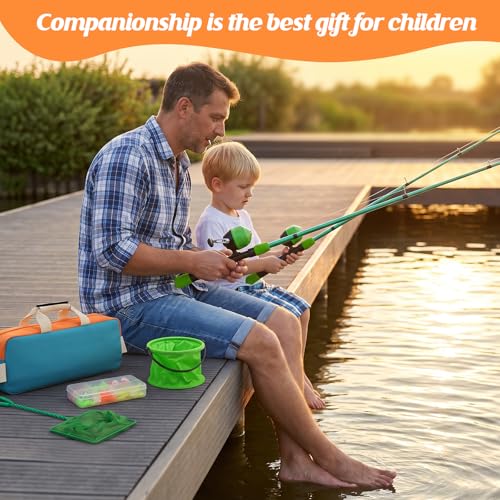 Kids Fishing Rod Reel Combo 4.92FT/5.9FT 2PCS Telescopic Fishing Pole Spincast Reel with Fishing Accessories Ultralight Fishing Tackle Starter Kit Kids Fishing Pole for Boys Girls Toddlers - color: Spincasting-4.92FT-2pack-Green