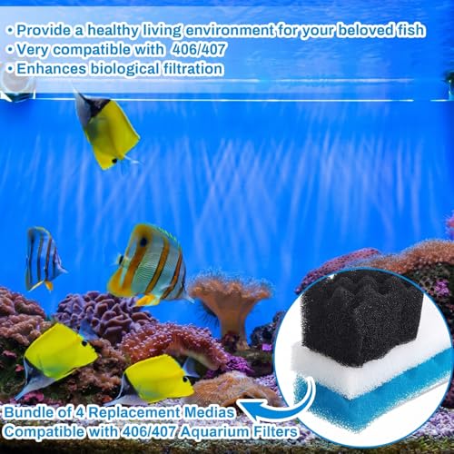 Threlaco 18 Pcs Bio Sponge Set Compatible with Fluval 406/407 Aquarium Filters Compatible with Aquarium Filters Including Blue White Black Bio Sponge for Replacement Filter Media Kit - style: 406/407