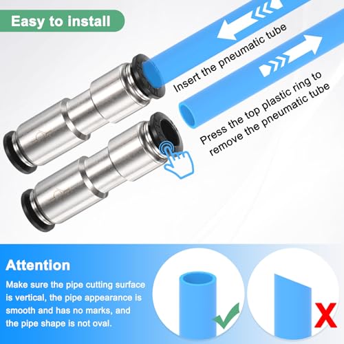 M METERXITY 3/8" OD Check Valve, Nickel Plated Brass Push to Connect Fitting One Way Check Valve for Tire Pump/Aquarium Air Pump/Gas Pipeline, Quick Release Fitting [Silver Black] - color: Silver Black, size: 3/8" OD