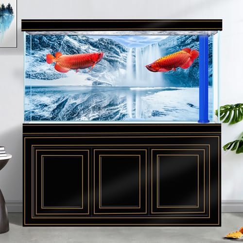 24X16IN Blue Sky White Iceberg Aquarium Background, Snow Mountain Fish Tank Decorations Background, Christmas Art Terrarium Background with 8 EVA Double-Sided Tape - size: 24X16in/60X40cm