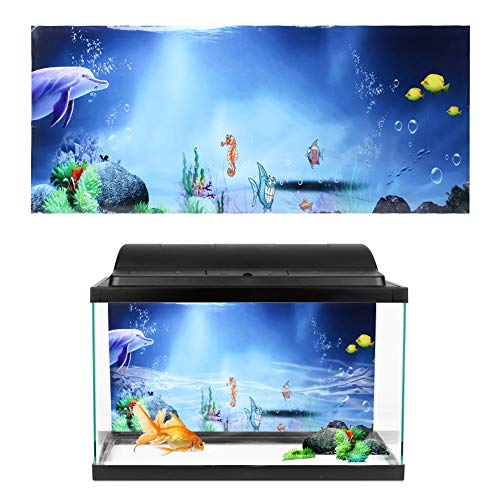Aquarium Background Wall Sticker, PVC Self Adhesive Fish Tank Decoration, Thick Non Glare Fadeless Design with High Transparency for Freshwater and Saltwater (122 * 50cm) - size: 122*50cm