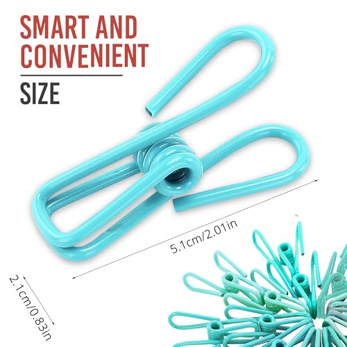 30 Pack Blue Chip Bag Clips for Food - PVC 2 Inch Coated Sealer for Sealing Food - Paper Holder, Clothesline Clip for Laundry Hanging, Kitchen Bags, Multipurpose Clothes Pins - color: Blue